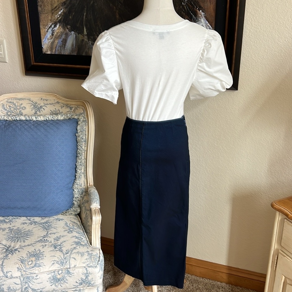 INC International Concepts White Puff Sleeve 100% Cotton V Neck Top Sz M - Picture 4 of 6